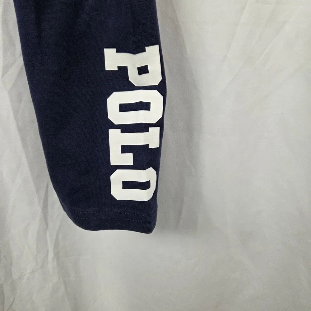Polo Ralph Lauren Girls Size Large Elastic Waist Pull On Leggings Blue White